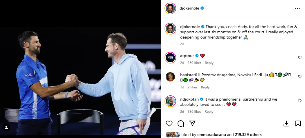 novak djokovic andy murray split