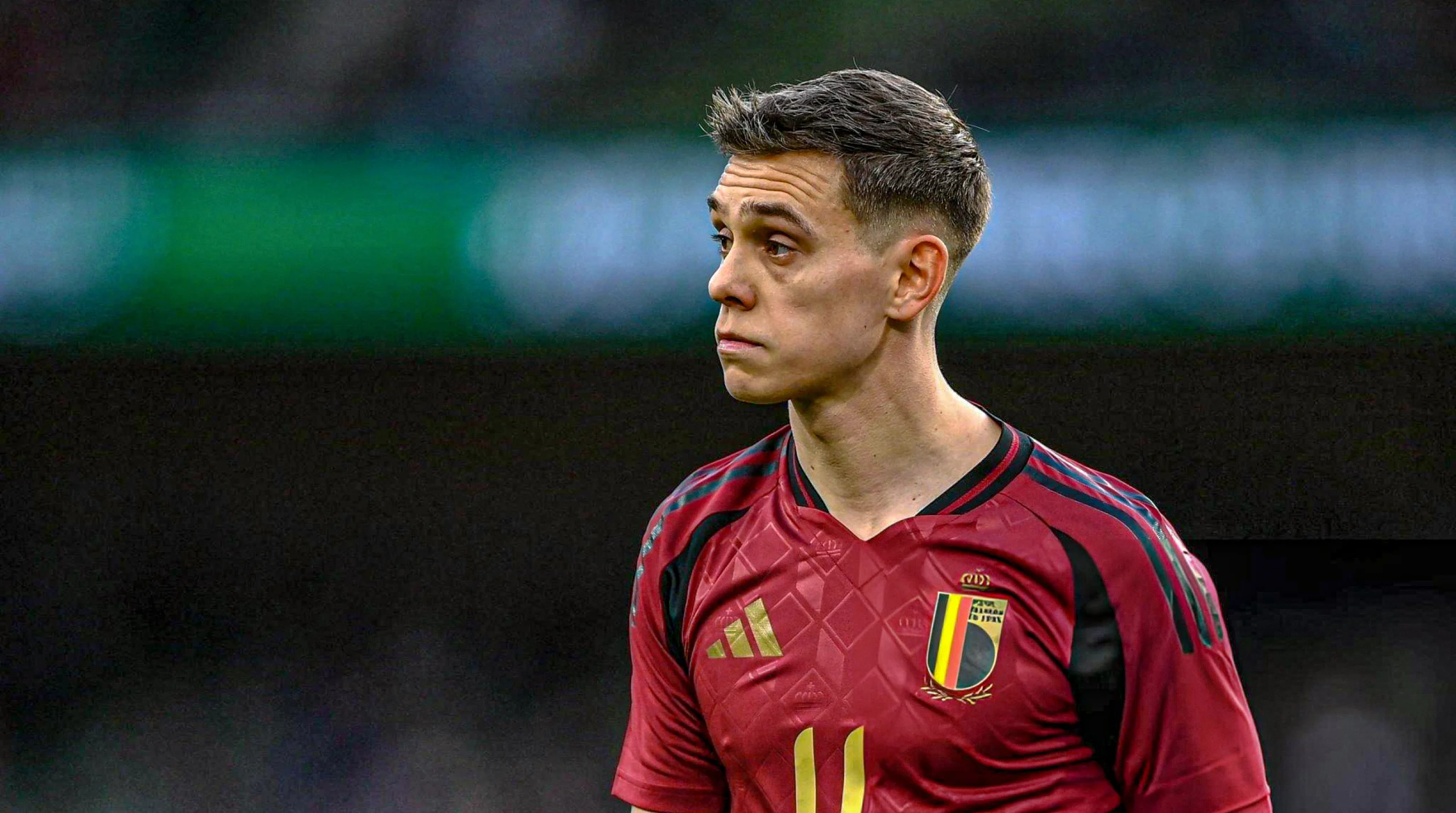 Leandro Trossard on the pitch for Belgium