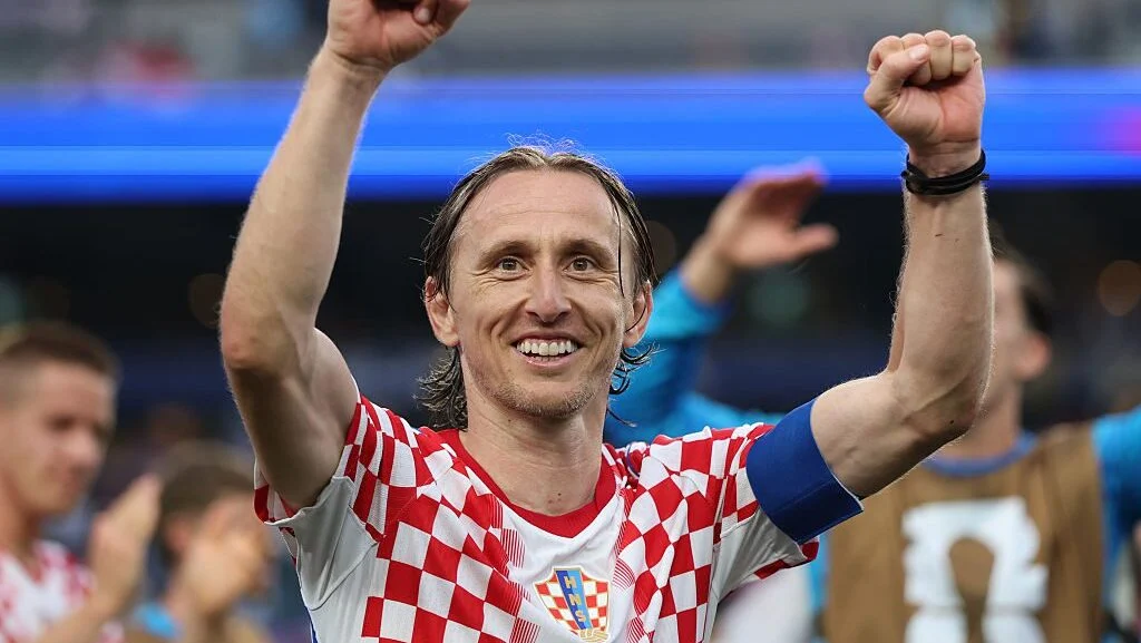 Luka Modric reacts after Croatia beat Ghana