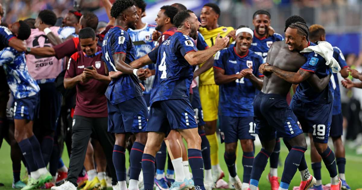 Cape Verde players celebrating after full-time