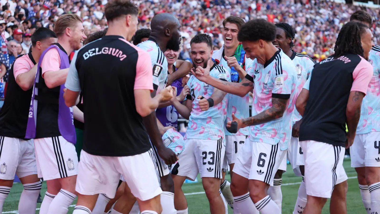 USA vs Belgium: De Ketelaere Brilliance and Defensive Nightmare Ends American Dream 4 Romelu Lukaku dancing with his teammates
