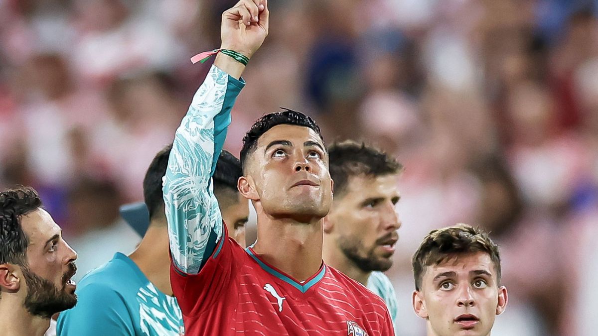 Cristiano Ronaldo reacts at full-time of Portugal vs Croatia