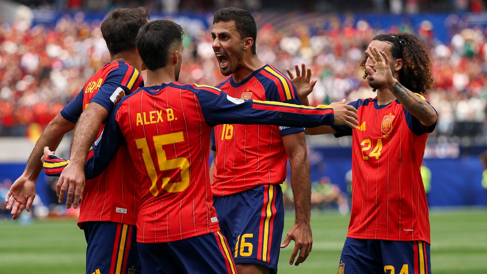 Spain vs Austria: Mikel Oyarzabal Scores Brace as Spain Beat Austria 3-0 3 Spain players celebrating