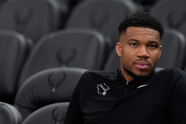 Giannis Antetokounmpo sitted