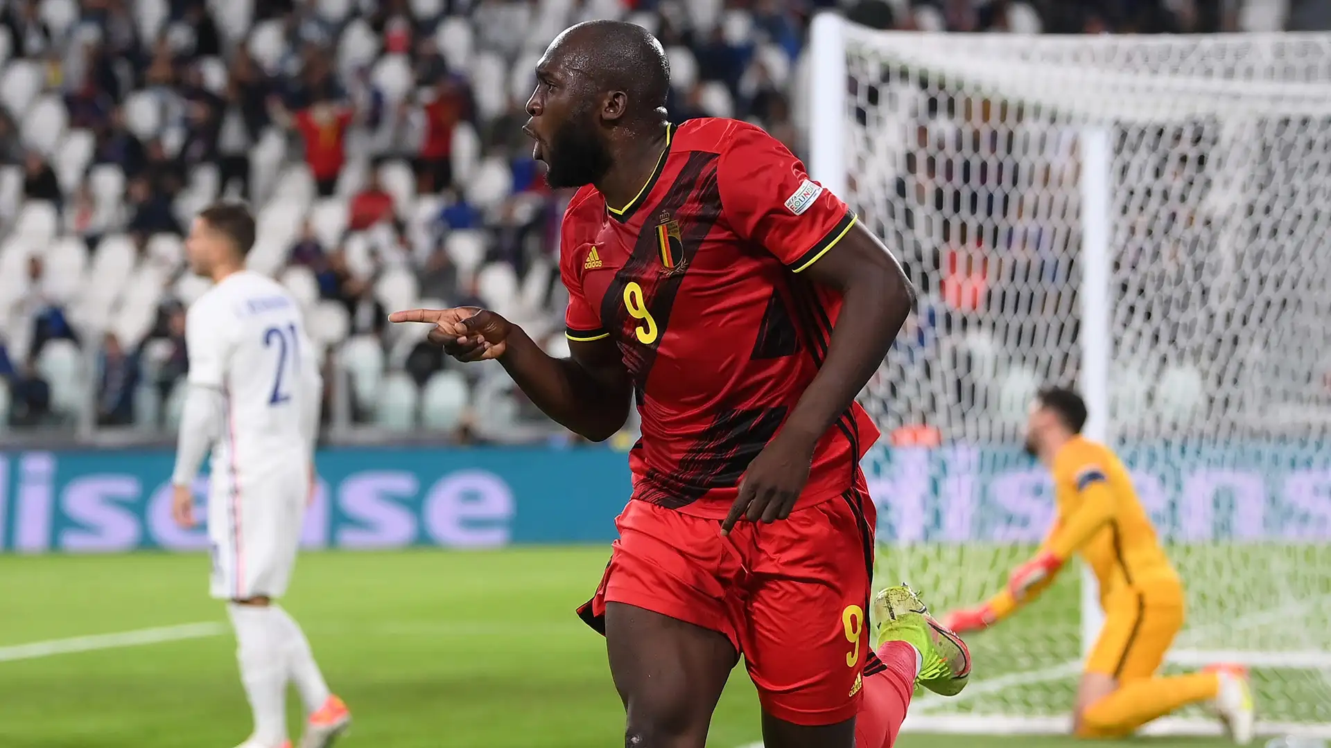 Romelu Lukaku celebrating during a match for Belgium