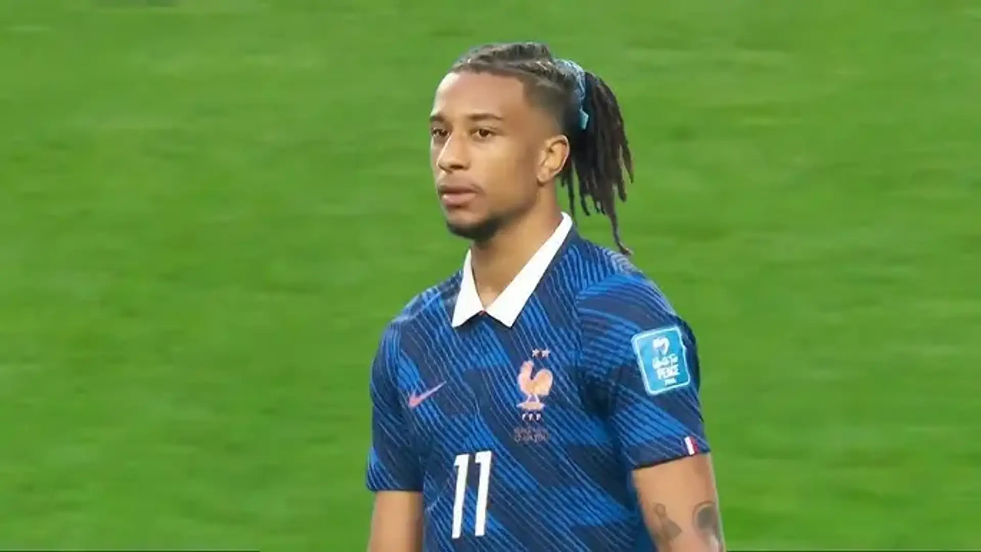 Micheal Olise during a match for France