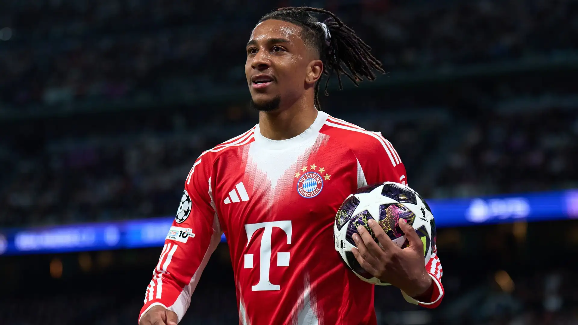 Micheal Olise during a match for Bayern