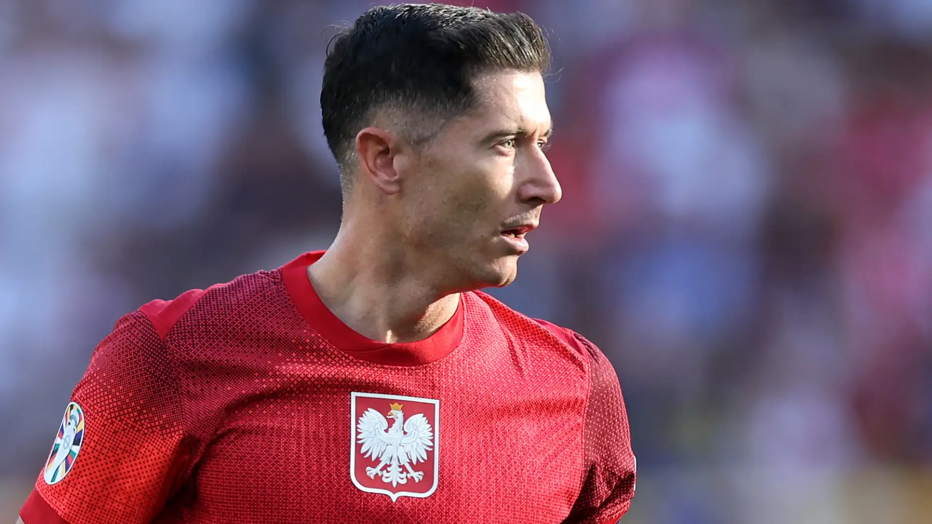 Robert Lewandowski during a match for poland