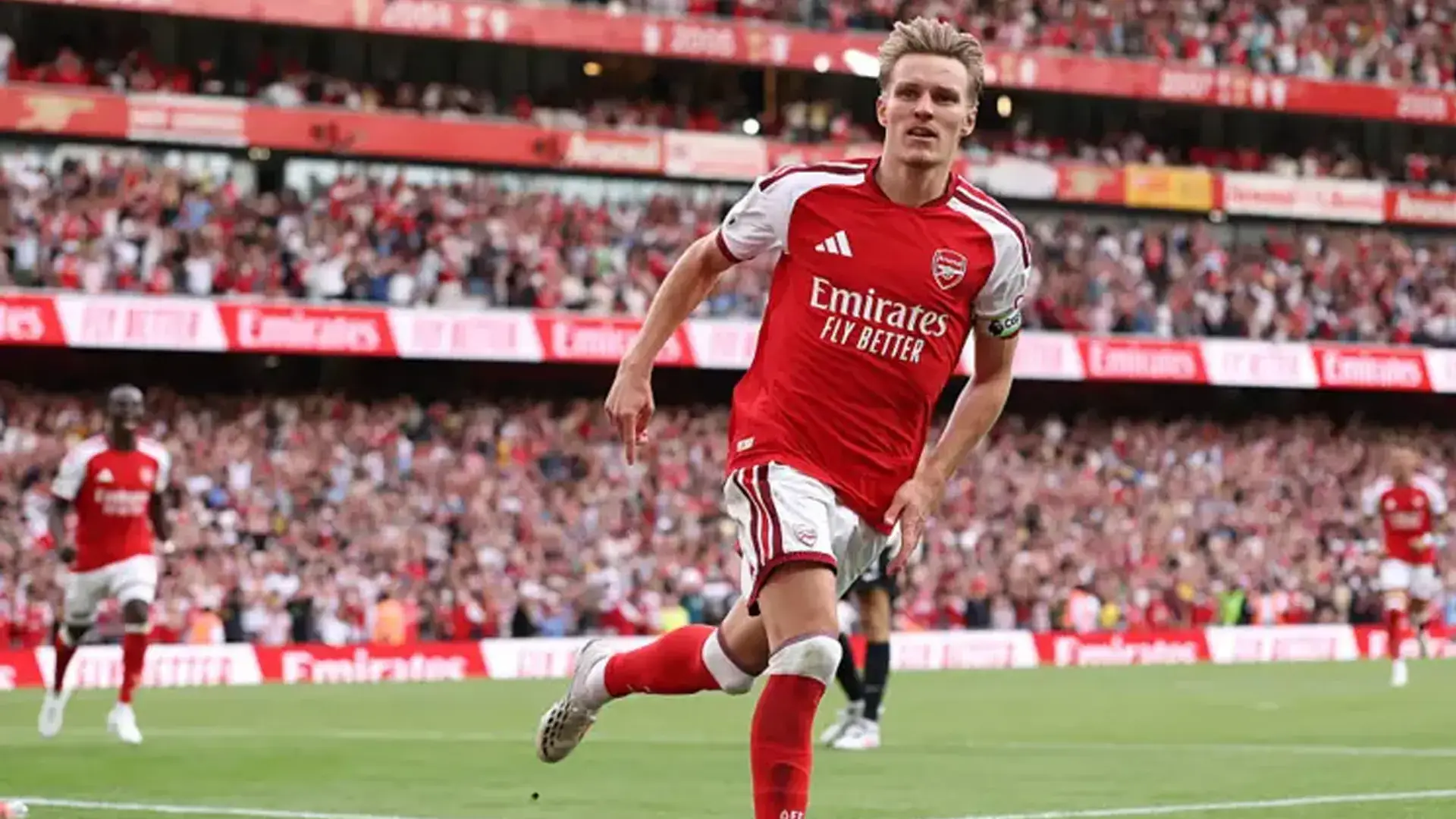 Martin Odegaard celebrating