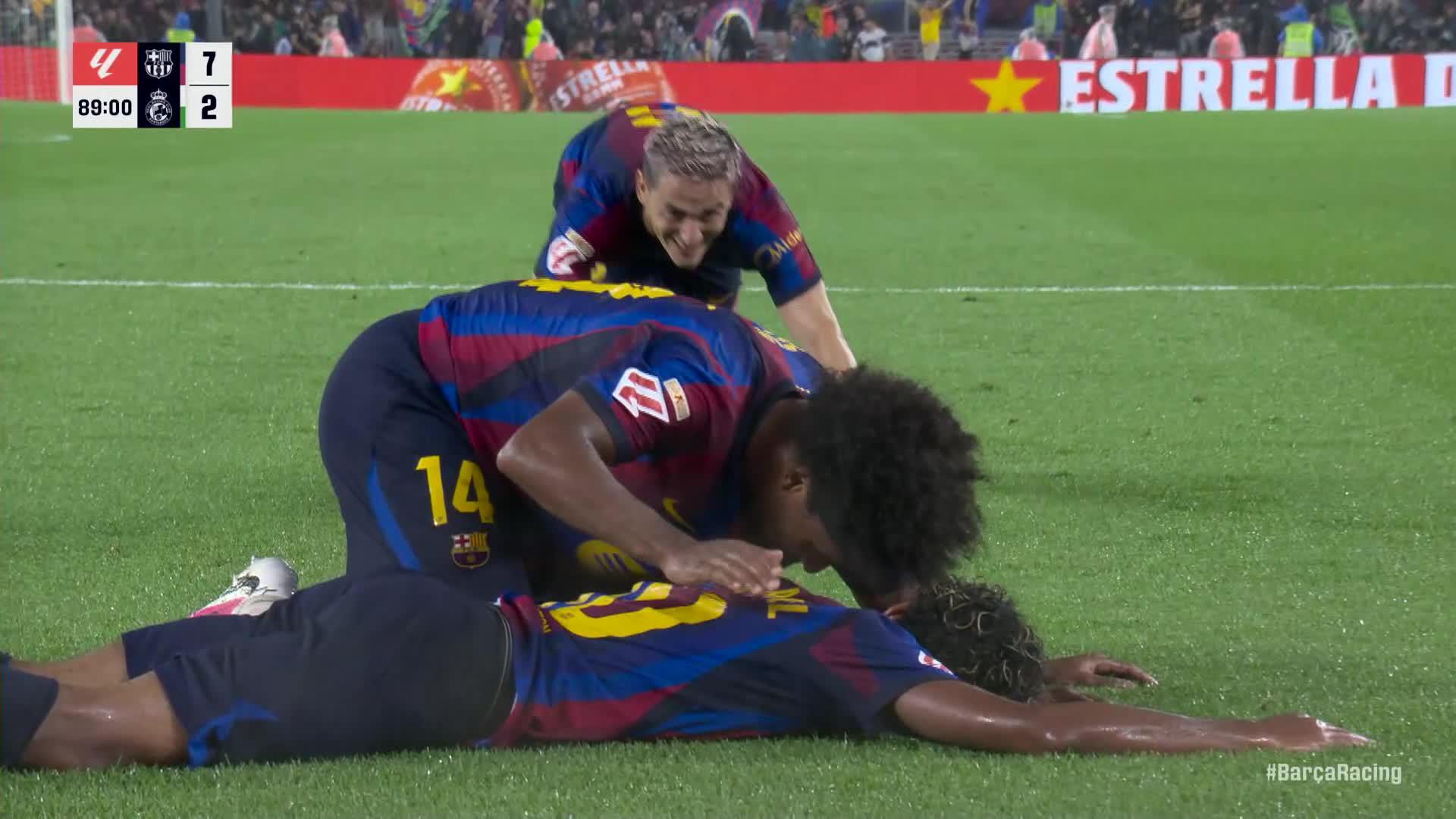 Barcelona players celebrating