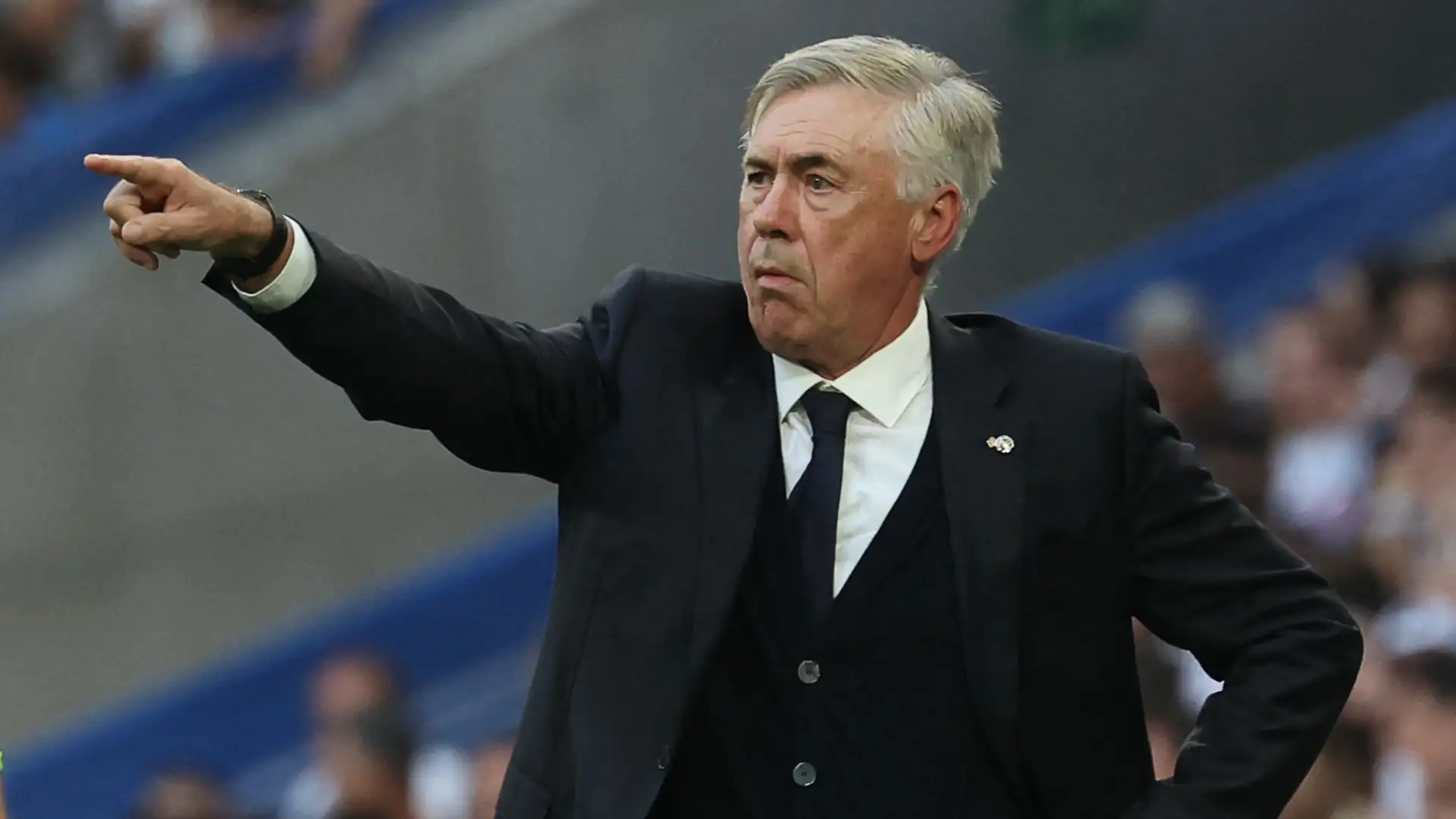 Carlo Ancelotti reacting during a match