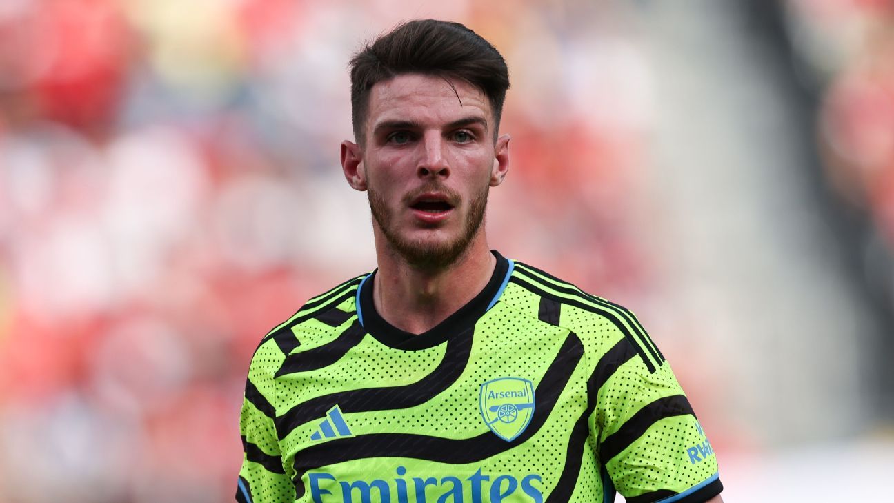 Declan Rice in a match for Arsenal
